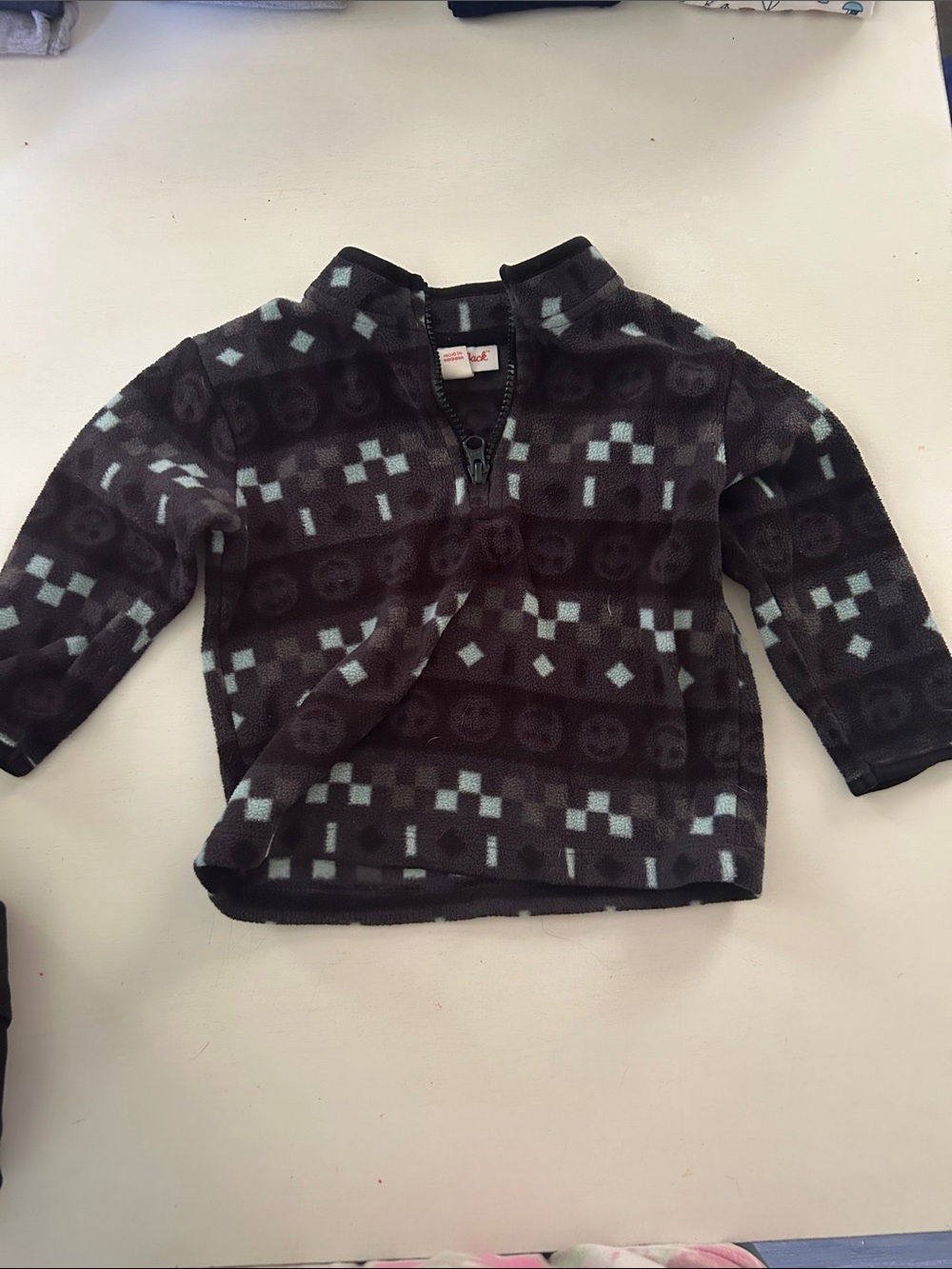 Cat & Jack Black Fleece Half-Zip Pullover with Light Blue Accents